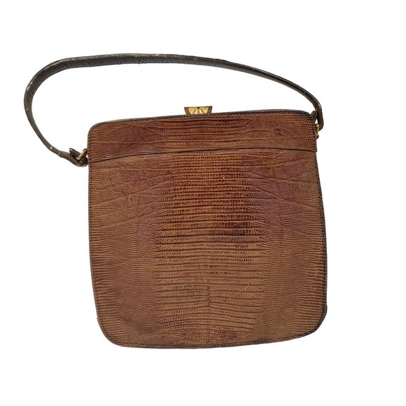 Palizzio Handbags - Vintage Palizzio Very NewYork Exotic Lizard Honey Brown Reptile Purse Bag Clutch